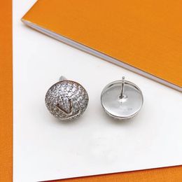 Top-Luxus-Ohrringe aus Messing mit runden, silbernen Diamanten, geeignet für Frauen oder Mädchen, Designer-Schmuck, Edelstein-Dekorationsohrringe, Valentinstagsgeschenk, Verlobung