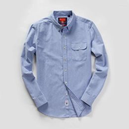 Men's Casual Shirts For Men 2024 Spring Daily Long Sleeve Oxford Shirt Front Patch Chest Pocket Regular-fit Thick Work