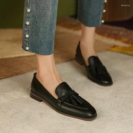 Casual Shoes Ladies Leather Spring Simple Small Female British Personality Tassel Single Shoe Soft Women