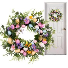 Decorative Flowers Easter Wreaths For Front Door Egg Wreath Spring Decoration Garland Wall Farm Fireplaces