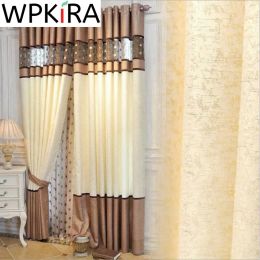 Curtains Hollow Nest Embroidered Curtain For Bedroom Living Room Luxury Yellow Splice Brown Window Drapes Tulle Customize Cortinas WP221H