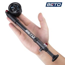 Accessories BETO Portable Highpressure 400psi Bike Air Pump With Gauge For Fork Rear Suspension Shock Absorber Mountain Bicycle Inflator