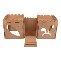 Decor Wooden Rabbit Hideout House Small Animal House Bed Hideaway Hamster House Nest for Guinea Pig Rat Ferret Bunny Resting