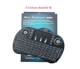 Three Colour Backlit Wireless mini Keyboard I8 24GHz Remote control Touchpad Handheld multitouch QWERTY with Three Colour Backlit 9401911