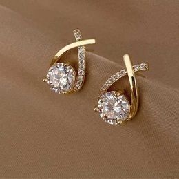 Designer2024 Stud Skeds Fashion Cross Earrings for Women Girls Korean Style Elegant Crystal Jewelry Earring