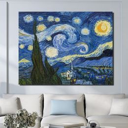 Canvas Paintings Vincent Van Gogh Starry Sky Famous Art Reproduction Home Decoration Prints Poster Wall Art Unframed261U