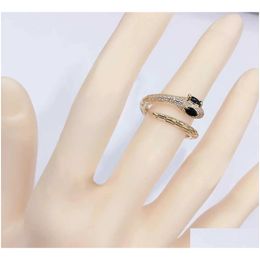 Band Rings Joyeria Mujer Stackable Rings Snake For Women Gold Color Clear Cz Punk Rock Ring Animal Jewelry Q07085620007 Drop Delivery Othby