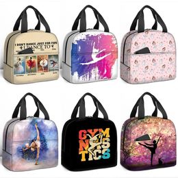 Elegant Ballet Dance Insulated Lunch Bags for Women Gymnastics Art Portable Picnic Bag Thermal Food Storage Tote Box 240313