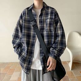 Sleeved Chequered Long Spring And Autumn New Loose Casual High-End Men's Shirt Jacket Style