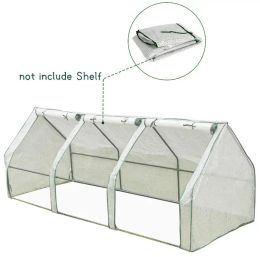 Greenhouses L270xW90xH90CMminiGreenhouse Cover With RollUp Shutters Door Plant Growth Tent Walkin Greenhouses For Outdoors Without Bracket