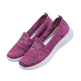 Casual Shoes Women's Breathable Low Heel Walking Shoes for Leisure Flying Weaving Shoes One Step Middle and Old Age Mom