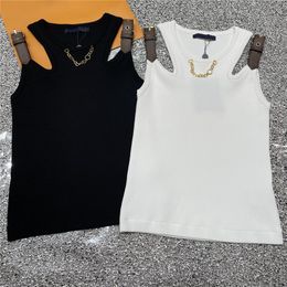 Designer Vest Crop Tank Top For Women Design Shoulder Leather Button Sexy Vests High Street Hip Hop T Shirts Tees