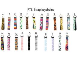 New Wristband Keychains Floral Printed Key Chain Neoprene Key Ring Wristlet Keychain Party Favor 20 Designs Wholesale Free Ship LL