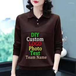 Women's T Shirts Collar Loose Large Size Korean Version Of All Middle-Aged Mother Jacket Custom LOGO