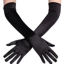 Five Fingers Gloves Women Stain 53CM Long Sexy Gothic Lolita Evening Party Hand Warmer 1920s For Cosplay Costume Opera Cocktail252D