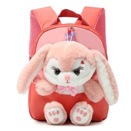 Children Cartoon Rabbit Backpacks for Girls Boys Cute Kindergarten Schoolbag Plush Backpack Kids Baby Book Bag Animal Travel Bag 240305