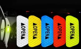 4PcsLot Car Door Open Prompt AntiCollision Reflective Stickers Tape Conspicuity Safety Caution Warning Sticker for Car Truck Tra8676144