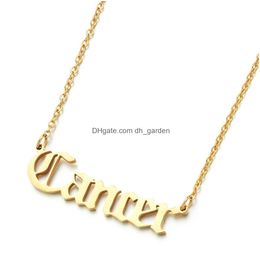 Pendant Necklaces Fashion Horoscope 12 Constellation Letter Pendants For Women Choker Ancient Alphabe Birthday Gifts Drop Delivery Jew Dhk9A