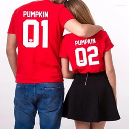 Women's T Shirts Couples Shirt Women Men Summer Top Tees Pumpkin 01 02 Thanksgiving Funny Letter Print Lovers Couple T-Shirt