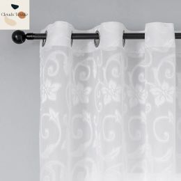 Curtains American Style Curtains for Living Dining Room Bedroom Luxury High Popularity Jacquard Modern White Tulle Door Window Curtain