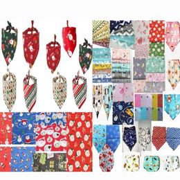 Whole 800pcs lot 2021 Christmas holiday Dog Apparel Puppy Pet bandanas Collar scarf Bow tie Cotton Most Fashionable LS092 mixe241l