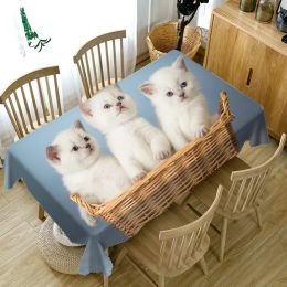 Boxes Cute Small Cat Printing Rectangular Tablecloths for Table Home Decoration Polyester Waterproof Dining Table Cover Picnic Blanket