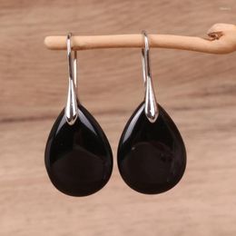 Stud Earrings Natural Crystal Drop For Women Simple White Spotted Black Glitter Stone