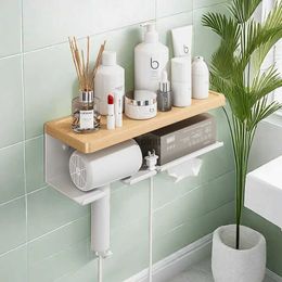 Toilet Paper Holders wood Hair dryer holder Hair Tools Styling Organiser for Bathroom Hairdryer holderHair Dryer Stand for bathroomBlower holder 240313