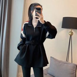 Black Pullovers Button Sweatshirts for Women Grey Warm Long Sleeve Female Clothes Offer Nice Color Aesthetic Tops 240301