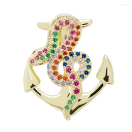 Brooches CINDY XIANG Cubic Zirconia Copper Anchor Collar Pin Material Brooch Summer Fashion Women And Men Jewellery