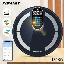 Scales Insmart Body Digital Weight Scale Solar & Light Energy Charging Smart Scale Balance Bioimpedance Body Fat Bathroom Scales Bmi