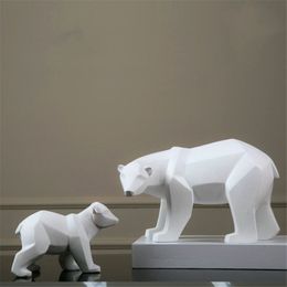 Resin Crafts Abstract White Polar Bear Sculpture Figurine decor Handicraft Home Desk Geometric Wildlife Statue Craft233Z