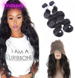 Peruvian Human Hair Bundles With 360 Lace Frontal Body Wave Hair Extensions With Closure 2 Bundle 1028 Inch From Yiruhair5770268