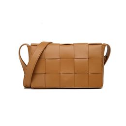 Discount Shops 2024 New Soft Leather Small Square Bag Versatile Casual One Shoulder Crossbody Fashion Knitted Simple Commuter Womens Trend