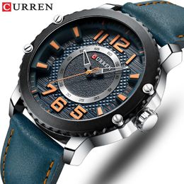 CURREN Casual Leather Watch for Men Style Business Quartz Wristwatches New Relojes Hombre Unique Design Clock Male Watches238h