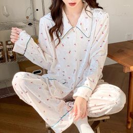 Women's Sleepwear Female Pyjamas Set Printed Velour 2pcs Casual Lounge Wear Autumn Home Clothing Pijamas Suits Sexy Shirt&pants