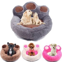 Winter Warm Fleece Dog Bed Round Small Medium Large Dog Beds Extra Large Pet Plush Mats Soft Bear Shaped Cat House Supplies2632