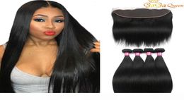 Ear to Ear Lace Frontal With Straight Hair bundles unprocessed virgin brazilian straight human hair with 13x4 lace frontal closure1593228