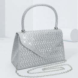 New Dazzling Full Diamond Sequin Shoulder Bag Fashion High Quality Rhinestone Crossbody Bag Versatile and Large Capacity Chain Women's Bag Handbag