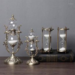 Europe hourglass timer 15 30min clock sand metal glass decorative sand hourglasses timer for desk decoration A06-31188y