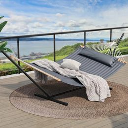 Double Hammock Chair With Stand Heavy Duty 12FT Steel for Outdoors Indoors Gray Freight Free Camping Sleeping Outdoor 240306