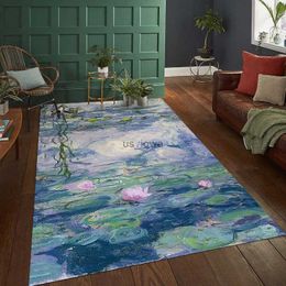 Carpets Monet Lotus Painting Artistic Rugs Carpet for Bedroom Home Decor Floor Mat Rug Anti-skid Mat for Living Room Christmas Gift