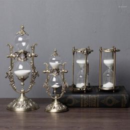 Europe hourglass timer 15 30min clock sand metal glass decorative sand hourglasses timer for desk decoration A06-312757