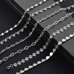 Link Bracelets Stainless Steel Bracelet Anklet For Women Heart Chain Charms Color Handmade Fashion Choker Jewelry Drop