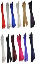 In Stock White Black Satin Gloves Evening Golves Opera Arm Long Gloves Purple Wedding Gloves for Formal Ladies Lingerie8025810