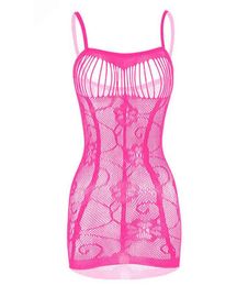 Sexy Ladies Lingerie Hollow Allure Suspenders Tube Dresses Women Fishnet See Through Stripper Clothes Erotic Net Skirt Sleepwear Y8637102