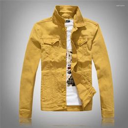 Men's Jackets 2024 Autumn Orange Denim Jacket Youth Slim Washed