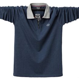 Men Polo Shirt Autumn Casual Fashion Cotton Male Top Tees Long Sleeve Turndown Collar Mens Polo Shirts Zippers Large Size 6XL 240314