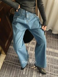Women's Jeans Long Pants Spring Woman Clothing Y2K Korean Fashion Gothic Style Vintage Elegant Cargo Wide Leg High Waist Denim Trousers