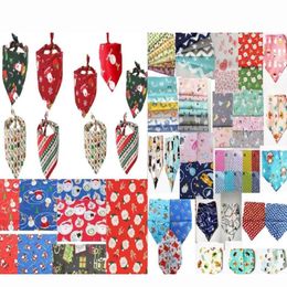 Whole 800pcs lot 2021 Christmas holiday Dog Apparel Puppy Pet bandanas Collar scarf Bow tie Cotton Most Fashionable LS092 mixe291S